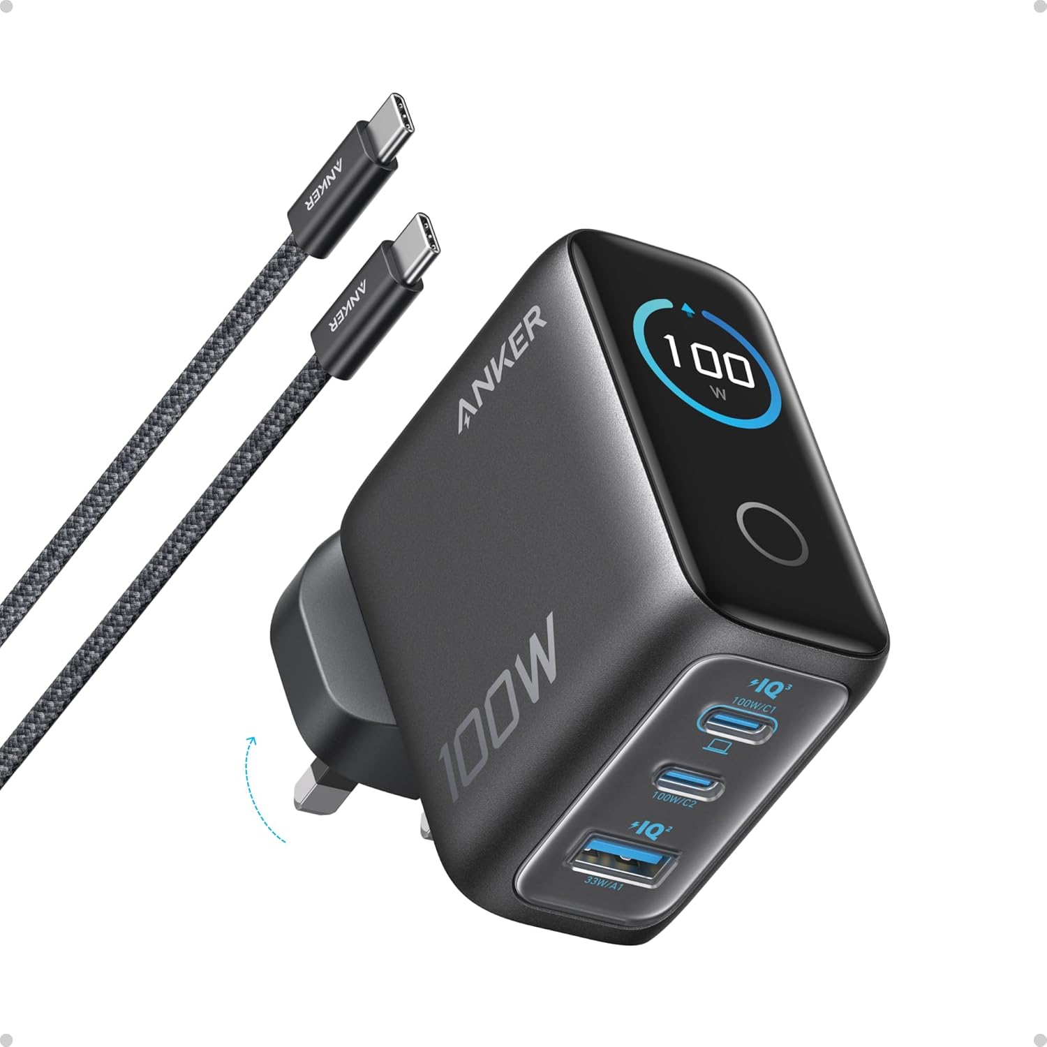 Anker 100W Max 3-Port GaN USB-C Wall Charger